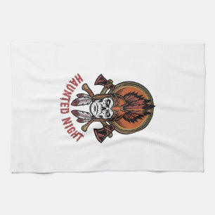 Vintage Halloween Warrior Engraving Graphic for Wh Tea Towel