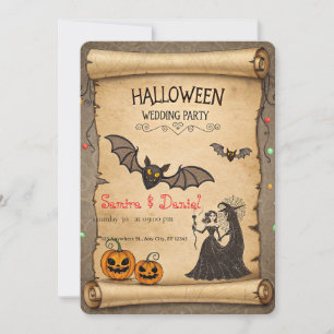 Vintage Halloween Wedding Invitation Scroll