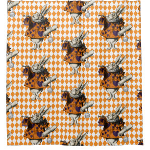 Vintage Halloween White Rabbit Alice In Wonderland Shower Curtain