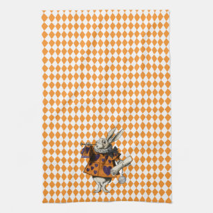 Vintage Halloween White Rabbit Alice In Wonderland Tea Towel