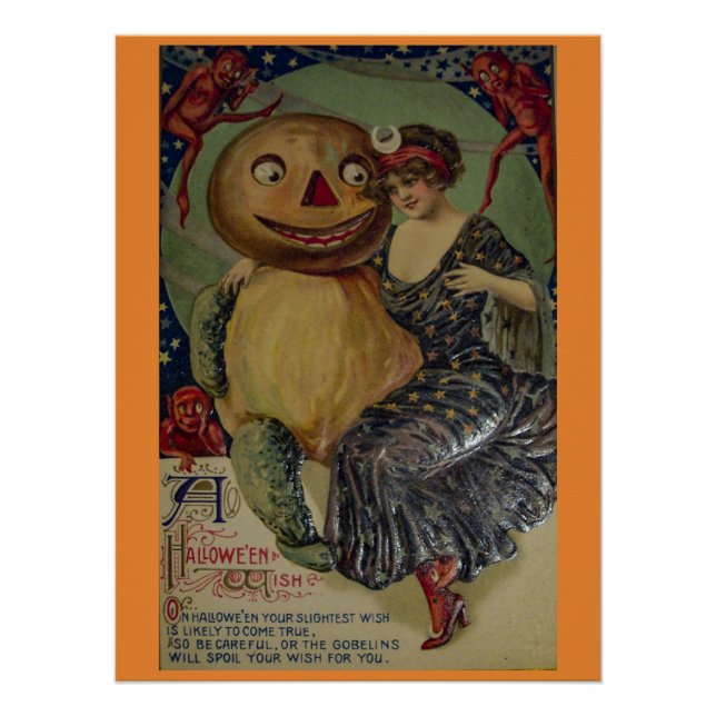 Vintage Halloween Wishes Poster (Front)