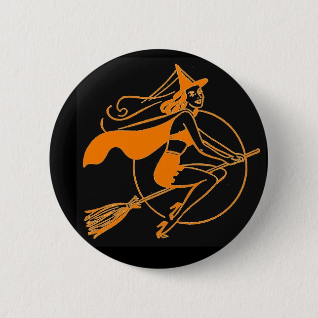 Vintage Halloween Witch 6 Cm Round Badge (Front)