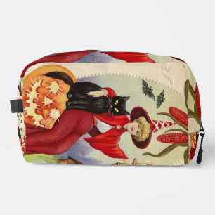 Vintage Halloween Witch and Black Cat Dopp Kit