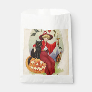 Vintage Halloween Witch and Black Cat Favour Bags