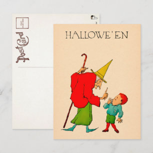 Vintage Halloween Witch and Child Postcard