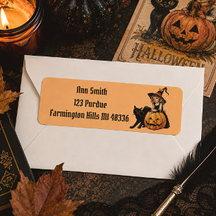 Vintage Halloween Witch & Black Cat