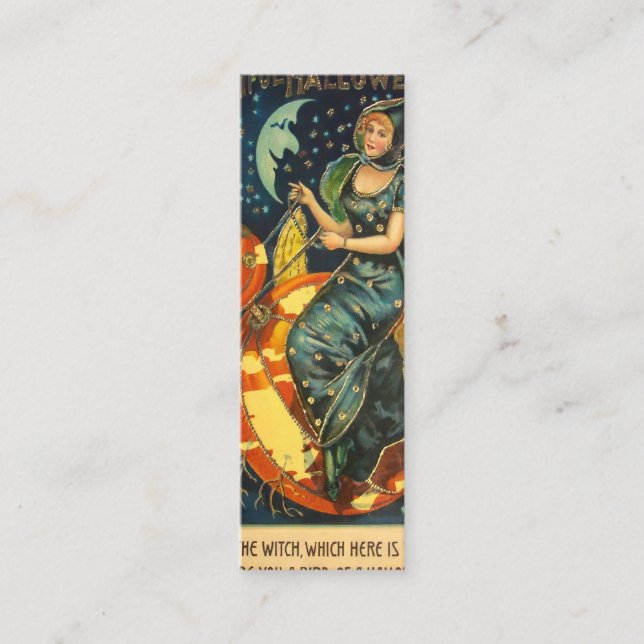 Vintage Halloween Witch Bookmark  Mini Business Card (Front)