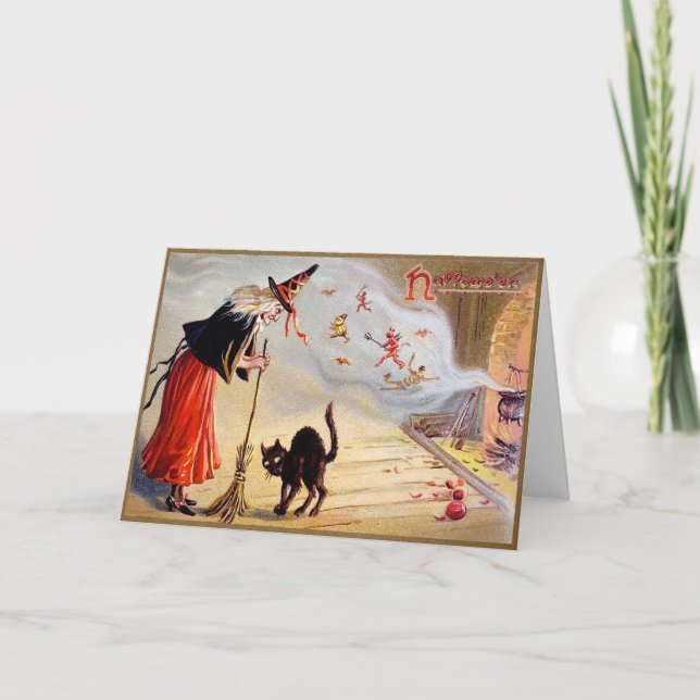 Vintage Halloween Witch Card (Front)