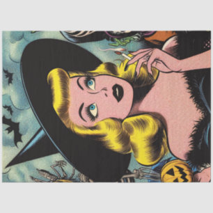 Vintage Halloween Witch Comics Tissue Paper