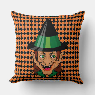 Vintage Halloween Witch Cushion