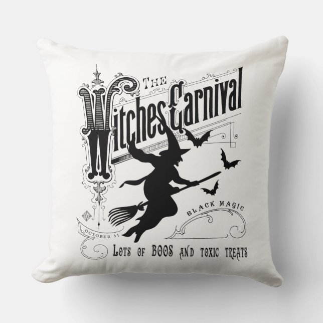 Vintage Halloween Witch Cushion (Front)