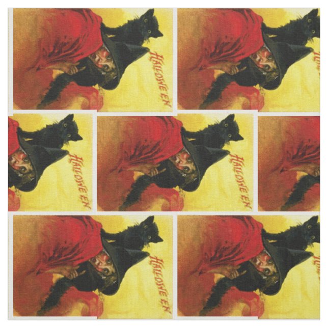 Vintage Halloween Witch Fabric (Swatch)