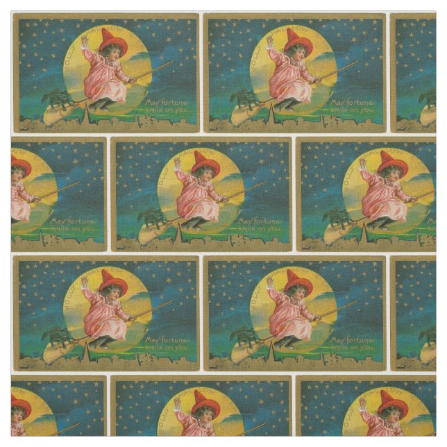 Vintage Halloween Witch Fabric (Swatch)