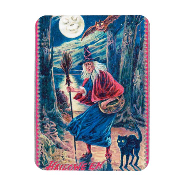 Vintage Halloween Witch Flexible Magnet (Vertical)