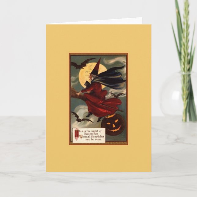 Vintage Halloween Witch Greeting Card (Front)