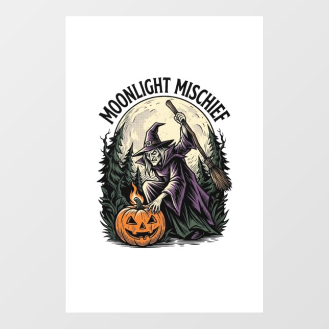 Vintage Halloween Witch Moonlight Mischief Graphic (Sheet)