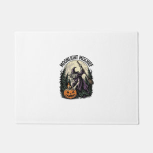 Vintage Halloween Witch Moonlight Mischief Graphic Doormat