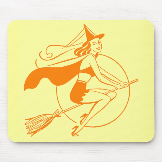 Vintage Halloween Witch Mouse Pad (Front)