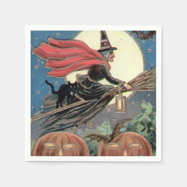 Vintage Halloween Witch paper napkin (Front)