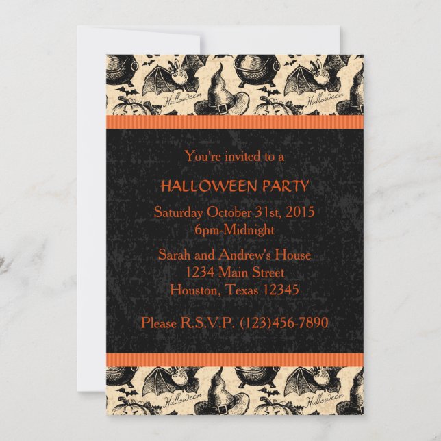 Vintage Halloween Witch Party Invitation (Front)