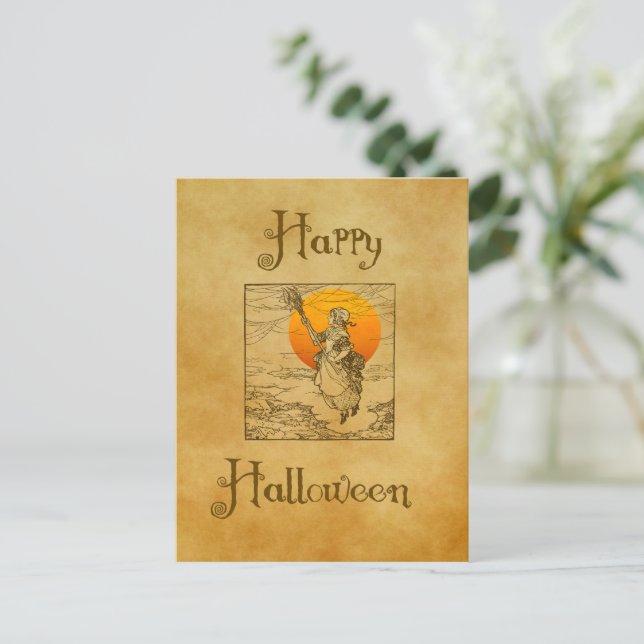 Vintage Halloween Witch Post Card (Standing Front)