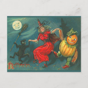 Vintage Halloween Witch Postcard