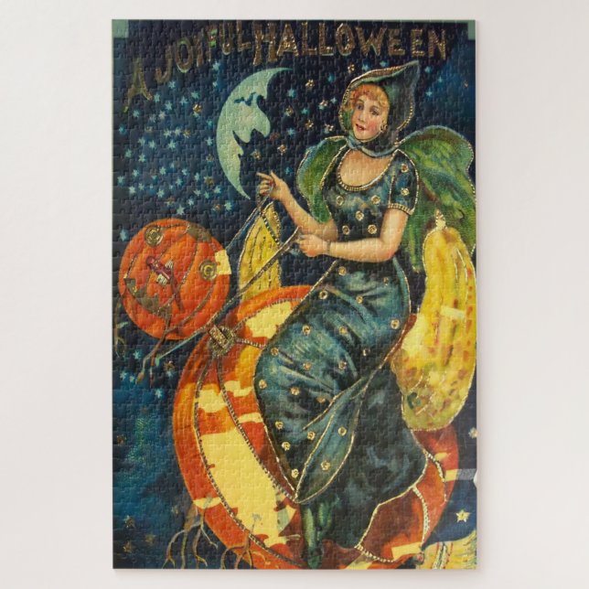 Vintage Halloween Witch Poster Jigsaw Puzzle (Vertical)