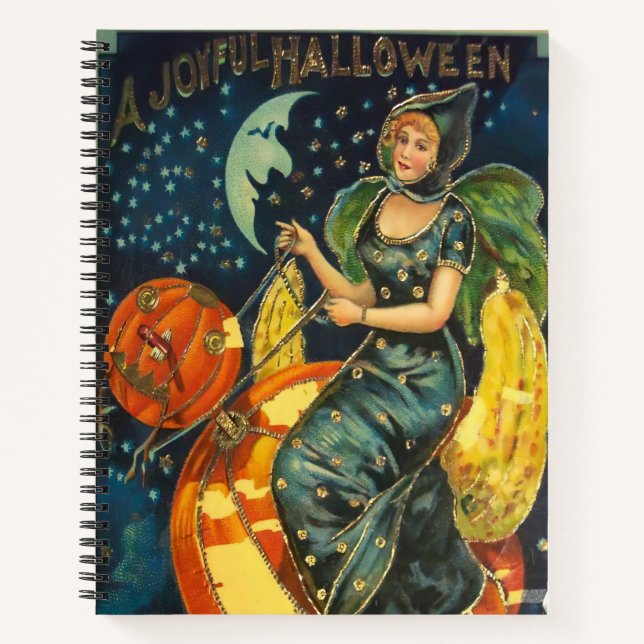 Vintage Halloween Witch Poster Notebook (Front)