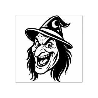 Vintage Halloween Witch Rubber Stamp