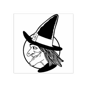 Vintage Halloween Witch Rubber Stamp