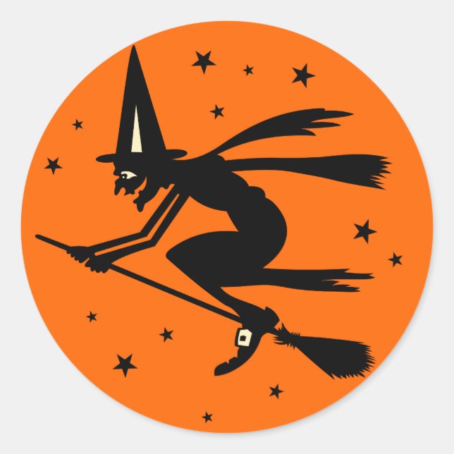 Vintage Halloween Witch Sticker (Front)