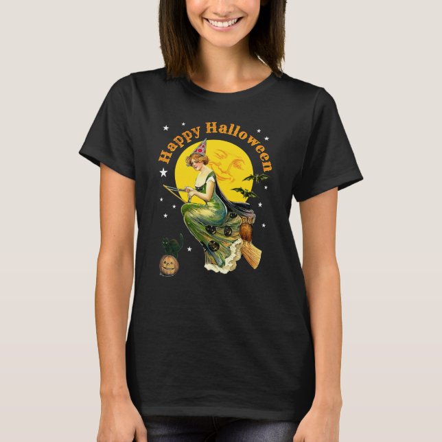 Vintage Halloween Witch T-Shirt (Front)