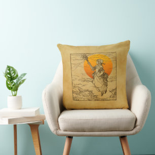 Vintage Halloween Witch Throw Pillow