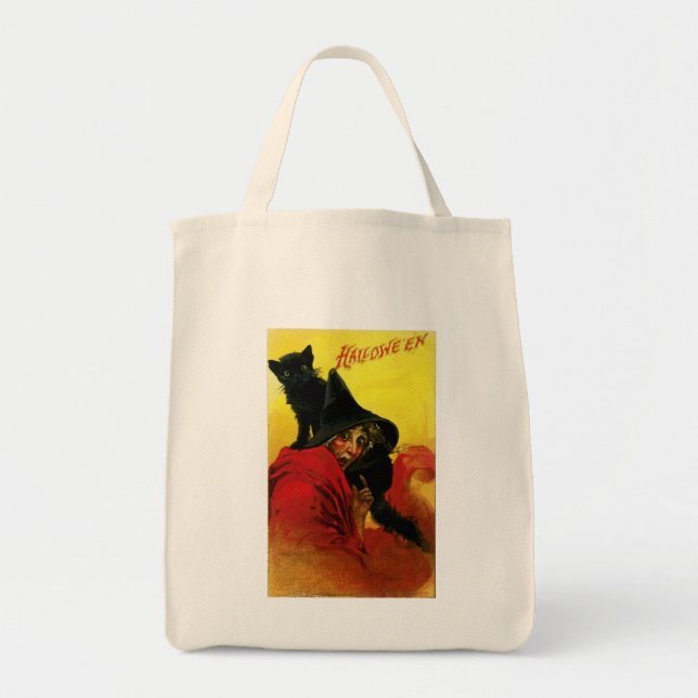 Vintage Halloween Witch Tote Bag (Front)