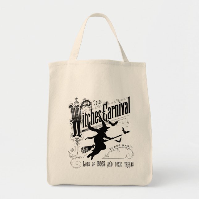 Vintage Halloween Witch Tote Bag (Front)