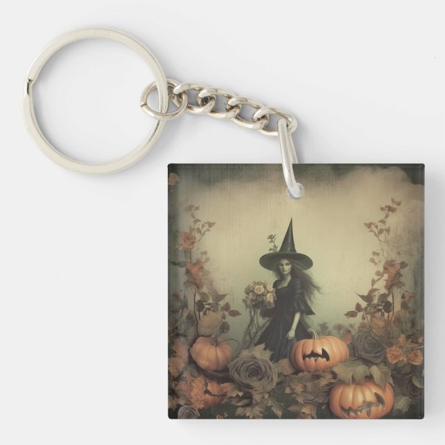 Vintage Halloween Witchcraft (3) Key Ring (Front)