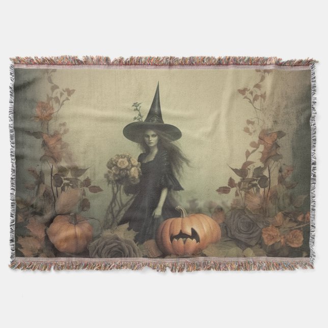 Vintage Halloween Witchcraft (3) Throw Blanket (Front)