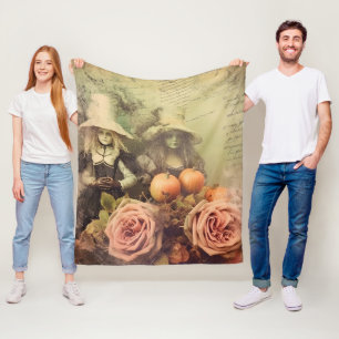 Vintage Halloween Witchcraft Fleece Blanket