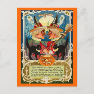 Vintage Halloween Witches Postcard