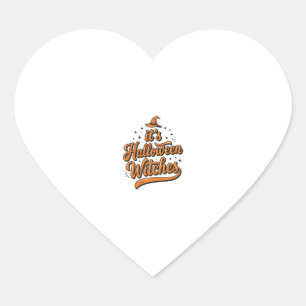 Vintage Halloween Witches Typography Shirt Design_ Heart Sticker