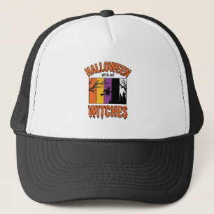 Vintage Halloween Witches Witch Broom T-Shirt Desi Trucker Hat