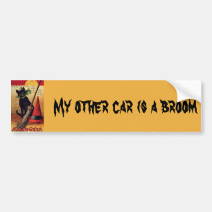 Vintage Halloween with a Black Cat and Witch's Hat Bumper Sticker