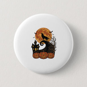 Vintage Halloween Wolf Moon Pumpkin Shirt Design_1 6 Cm Round Badge