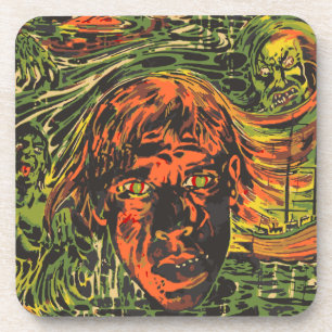 Vintage Halloween Zombies, Grafitti Street Art Coaster