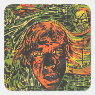 Vintage Halloween Zombies, Grafitti Street Art Square Sticker