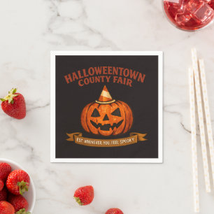 Vintage Halloweentown County Fair Retro Pumpkin Napkin