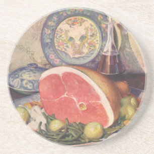 Vintage Ham Dinner with Green Beans and Potatoes Coaster