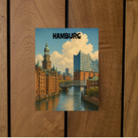 Vintage Hamburg Germany Port City Illustration