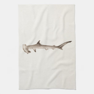 Vintage Hammerhead Shark Illustration Retro Sharks Tea Towel