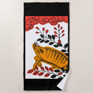 vintage hanafuda card art towel